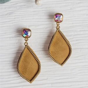 Gold Boho Dangle Earrings with Textured Trim